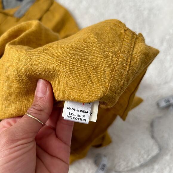 Spykar Men's Button Up Shirt Size M in Yellow Linen/ Cotton Blend - Picture 5 of 6